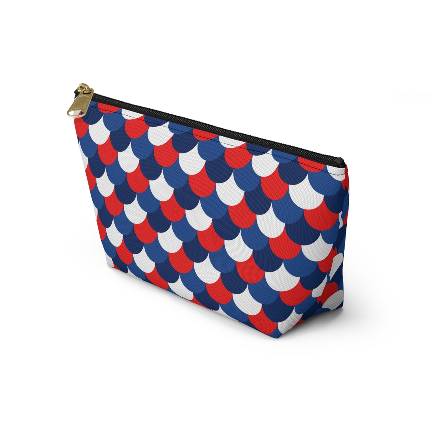USA America 4th of July Mermaid Scale Red, White and Blue Print Design Accessory Pouch w T-bottom