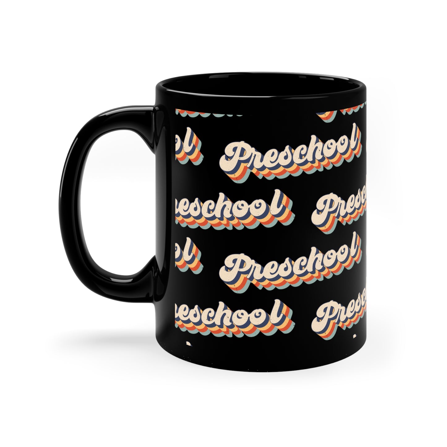 Retro Preschool 11oz Black Mug