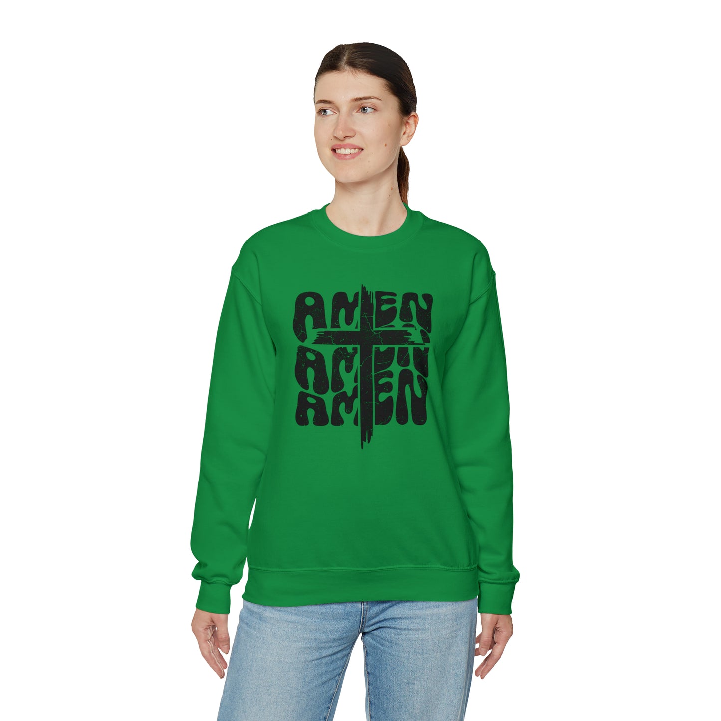 Amen Amen Amen with Cross Design Heavy Blend™ Crewneck Sweatshirt