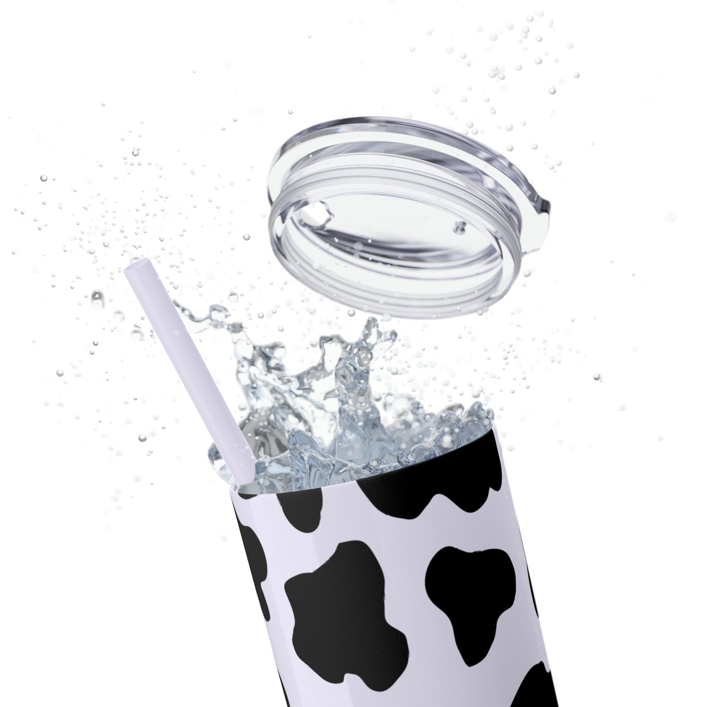 Country Cow Print Skinny Tumbler with Straw, 20oz