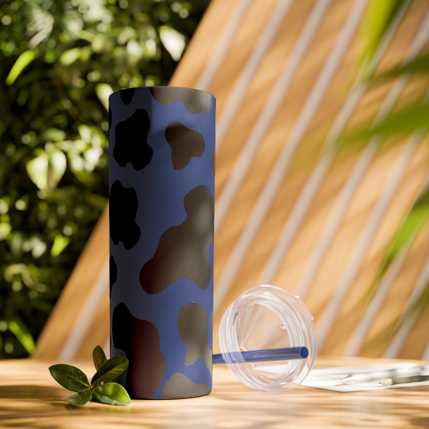 Country Cow Print Skinny Tumbler with Straw, 20oz