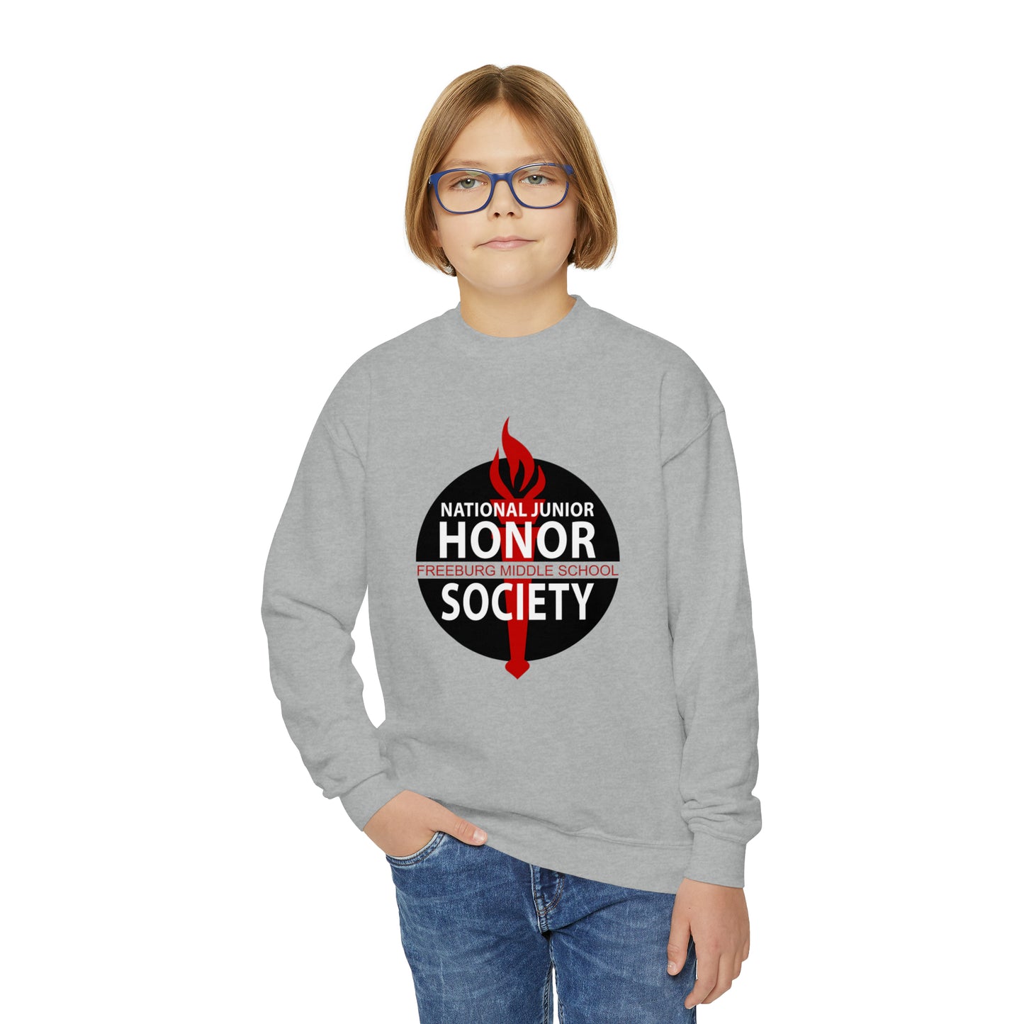 YOUTH - National Junior Honor Society Red and Black Design Youth Crewneck Sweatshirt