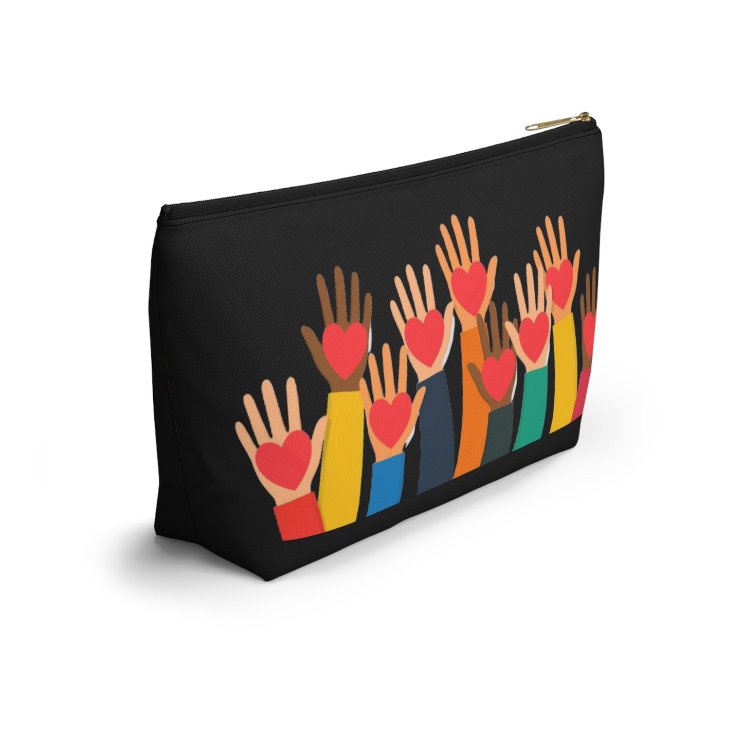 Hearts Hands and Love Print Design Accessory Pouch w T-bottom