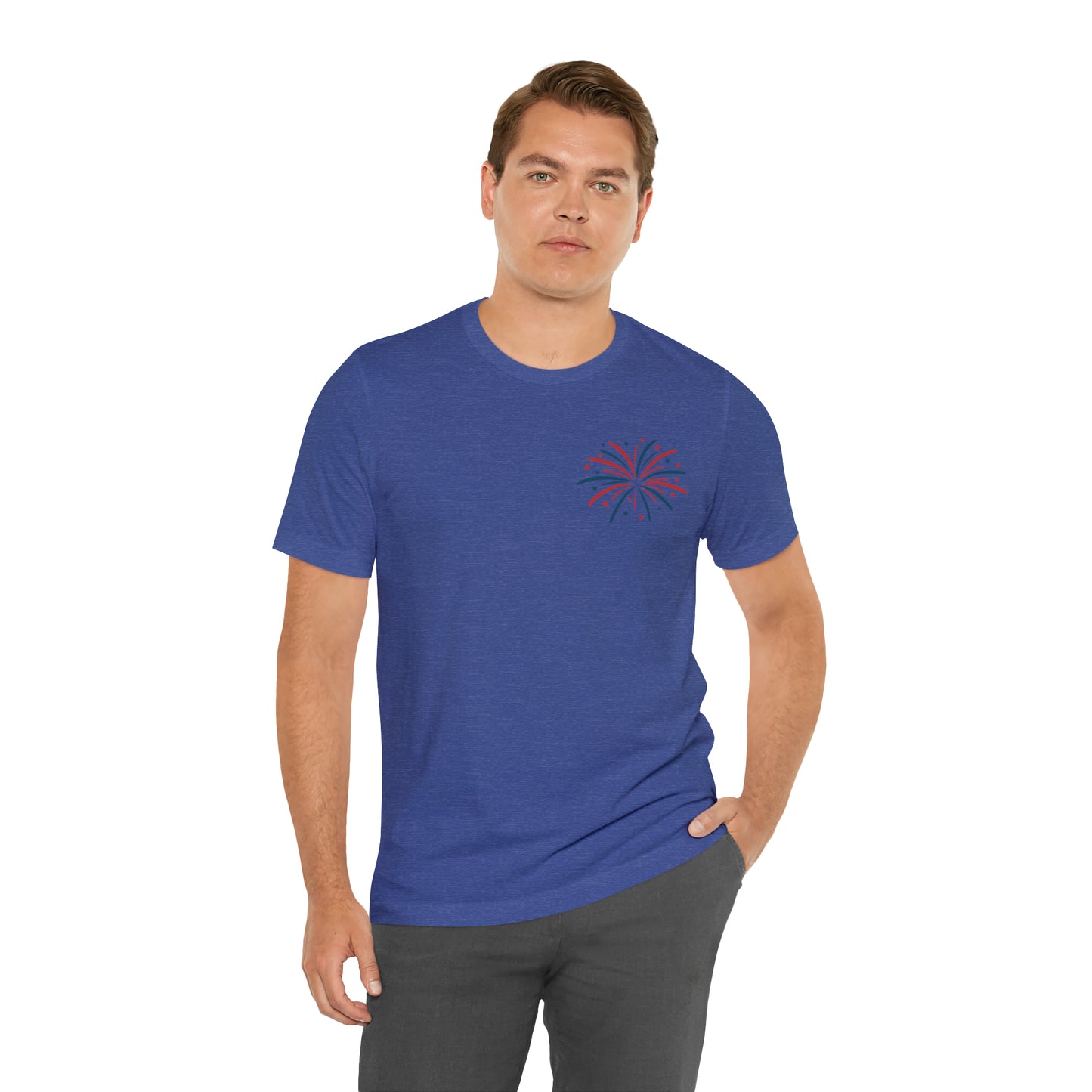 "Land of the Free Because of the Brave" Unisex Jersey Short Sleeve Tee (Front and Back Design)