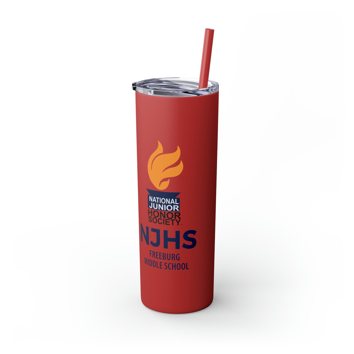 Freeburg Middle School National Junior Honor Society NJHS Yellow Torch Skinny Tumbler with Straw, 20oz