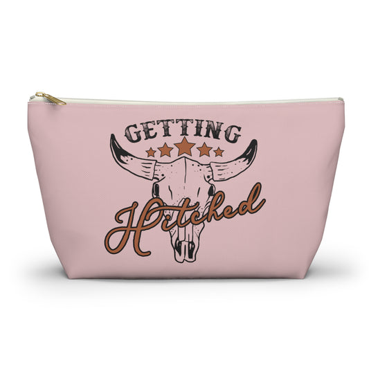 Rustic Country Light Pink Getting Hitched Print Design Accessory Pouch w T-bottom