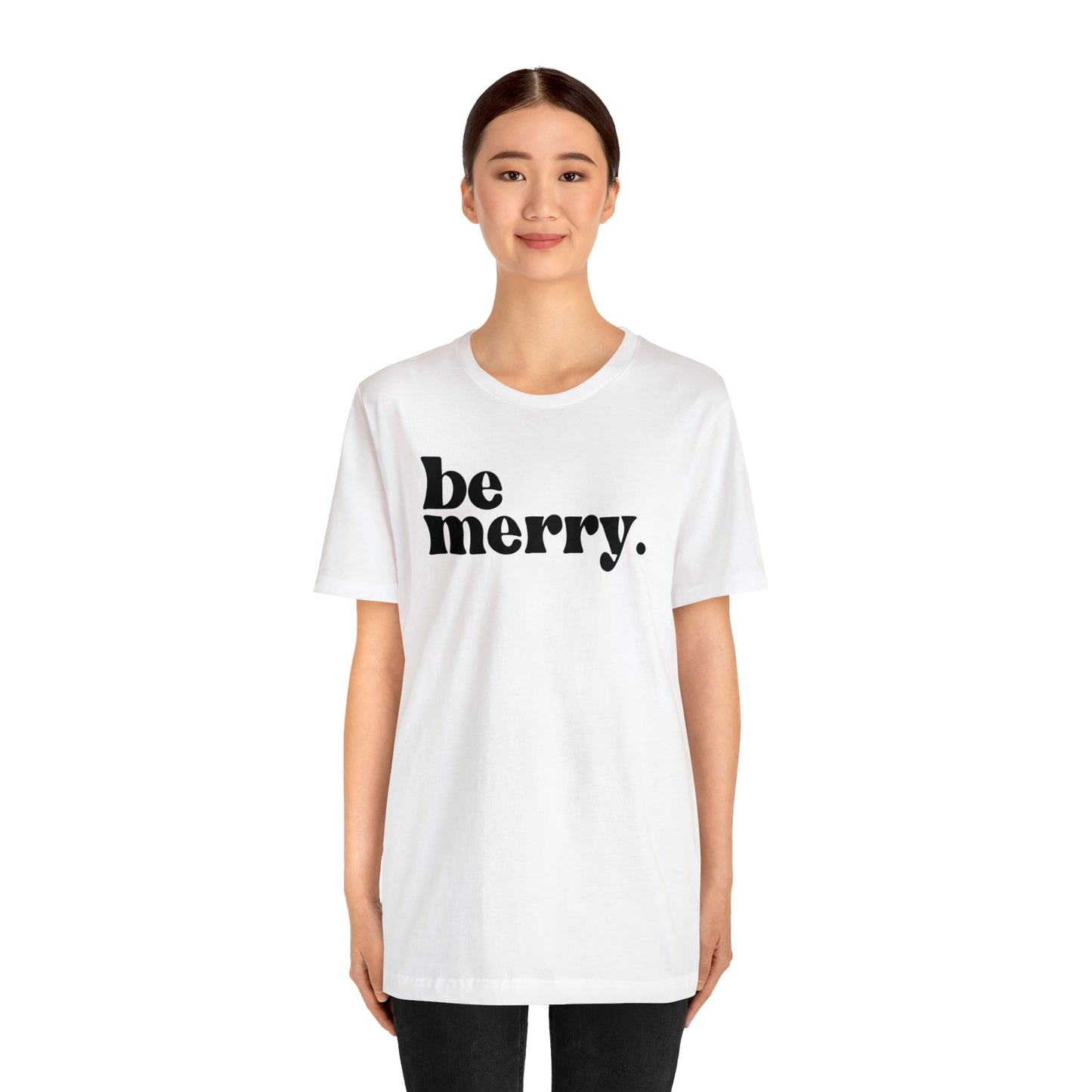 Be Merry Christmas/ Holiday Bella Jersey Short Sleeve Tee (Unisex)