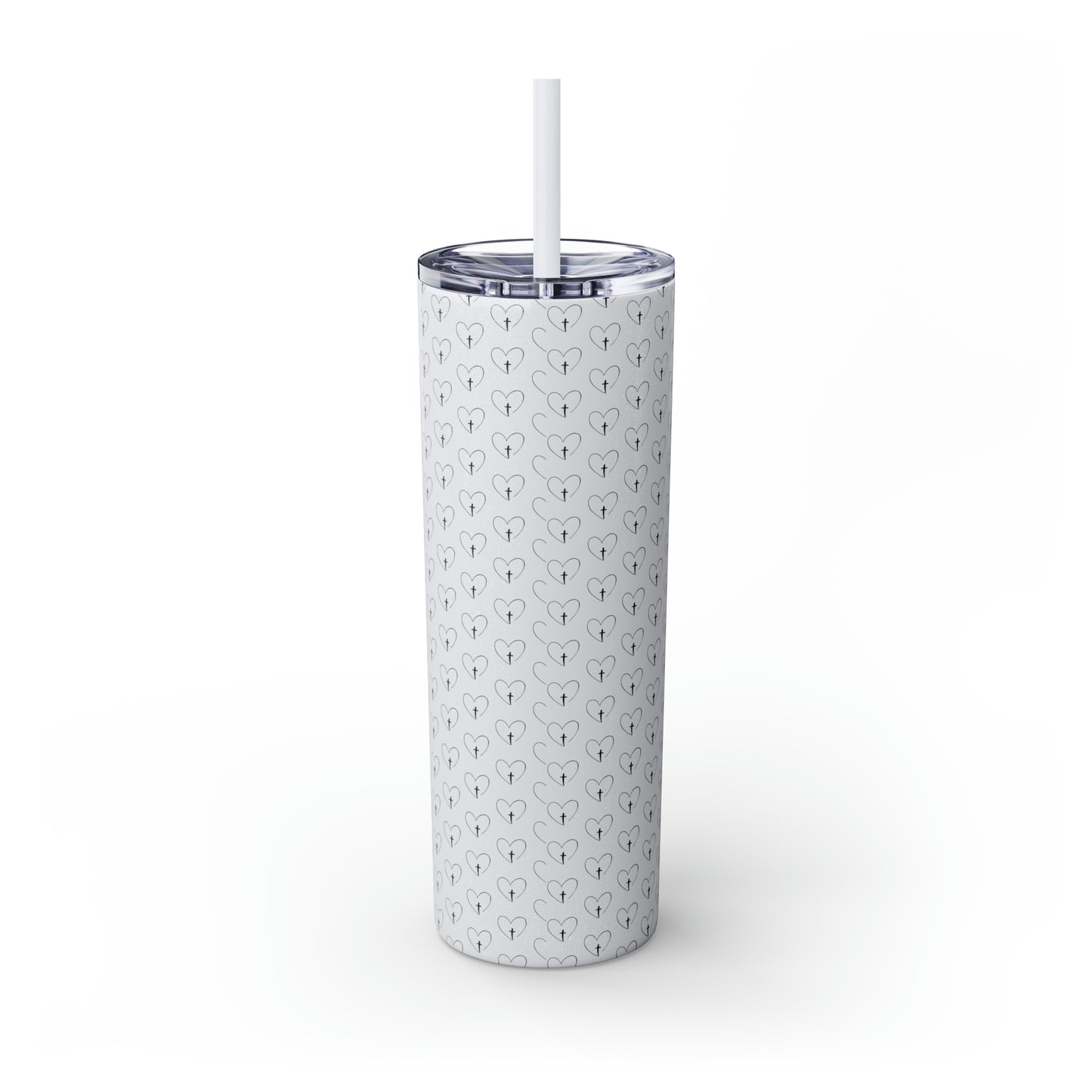 Look Back and Thank God Look Forward and Trust God Christian Skinny Tumbler with Straw, 20oz