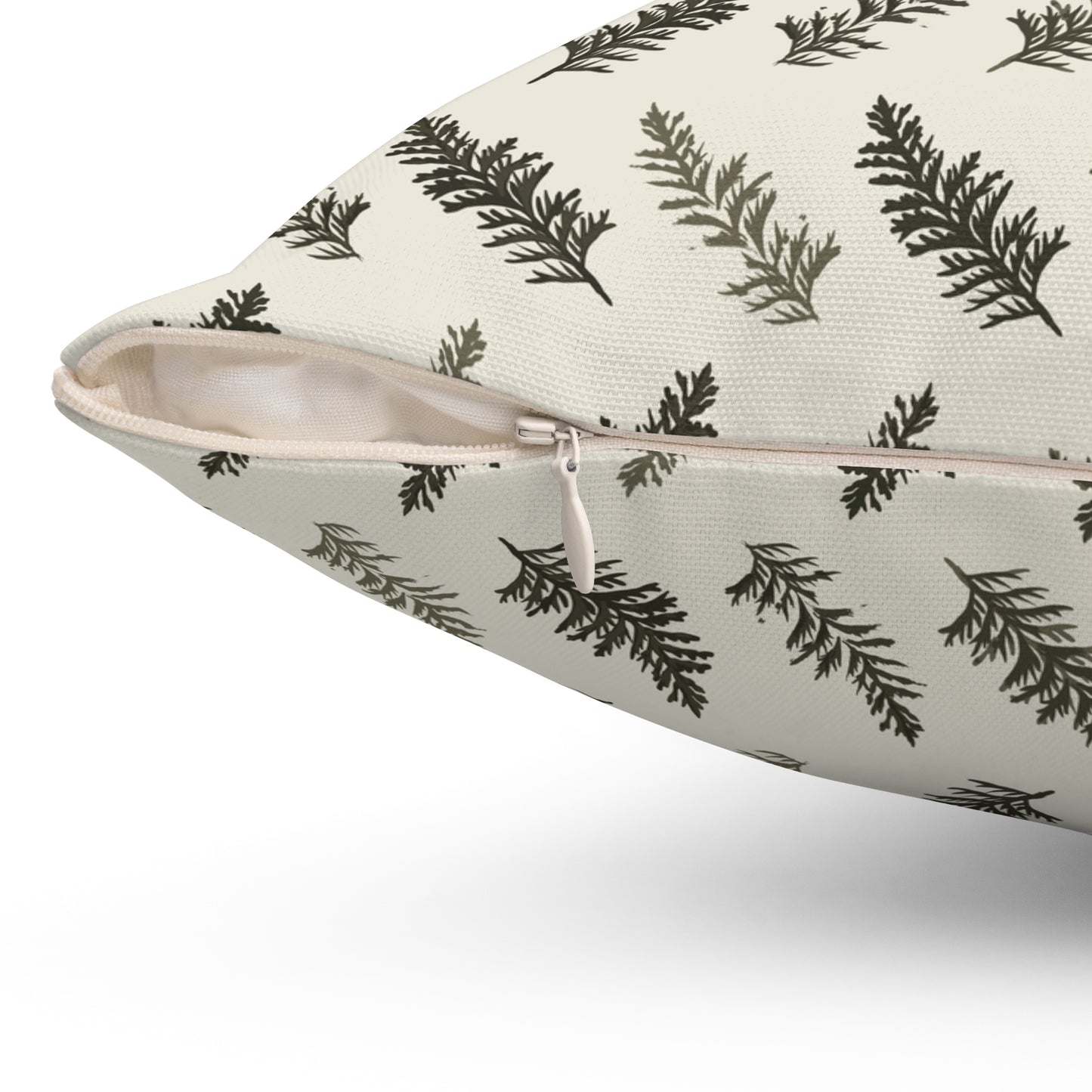 Cedar Leaves Cream Fall/ Halloween Spun Polyester Square Pillow