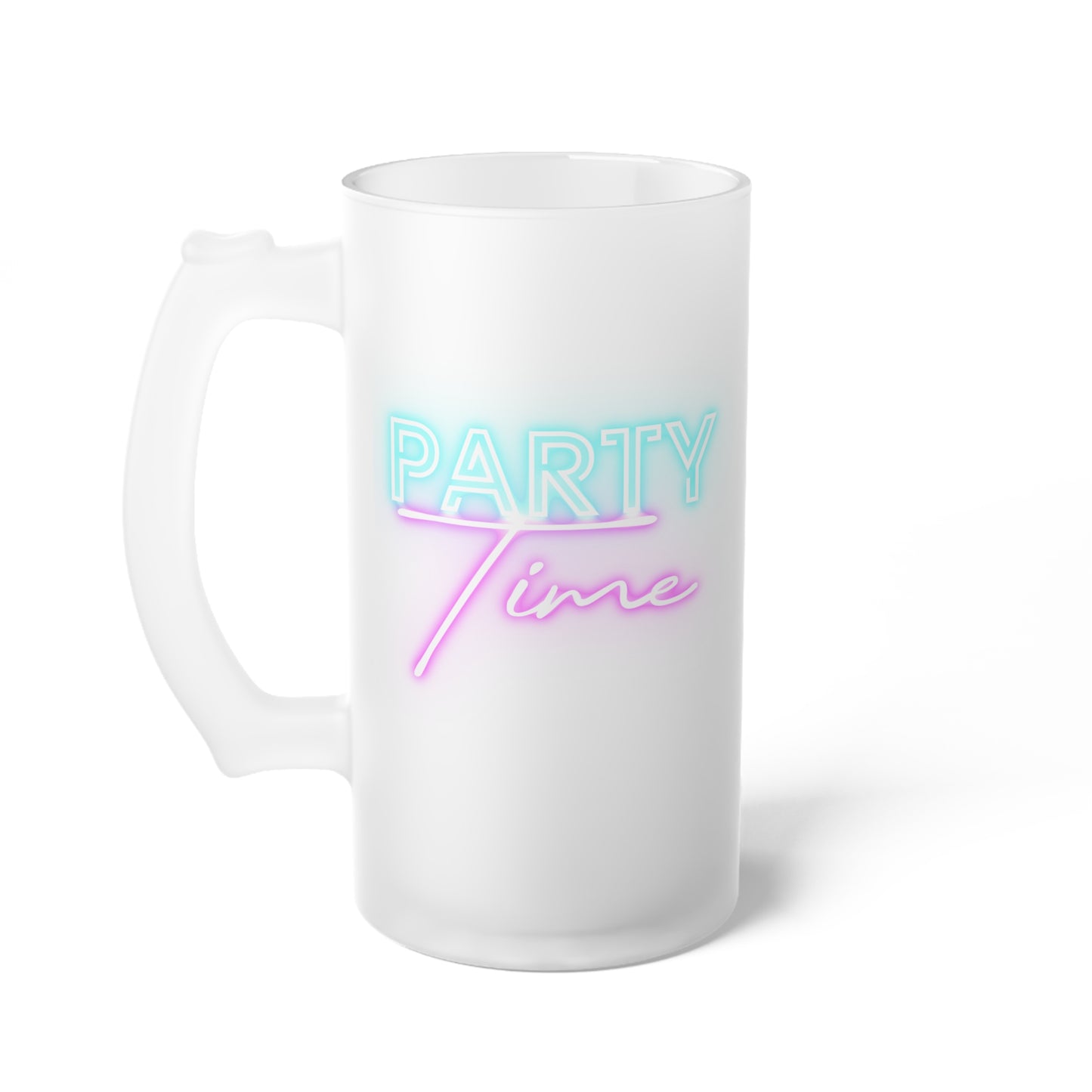 Neon Party Time Frosted Glass Beer Mug