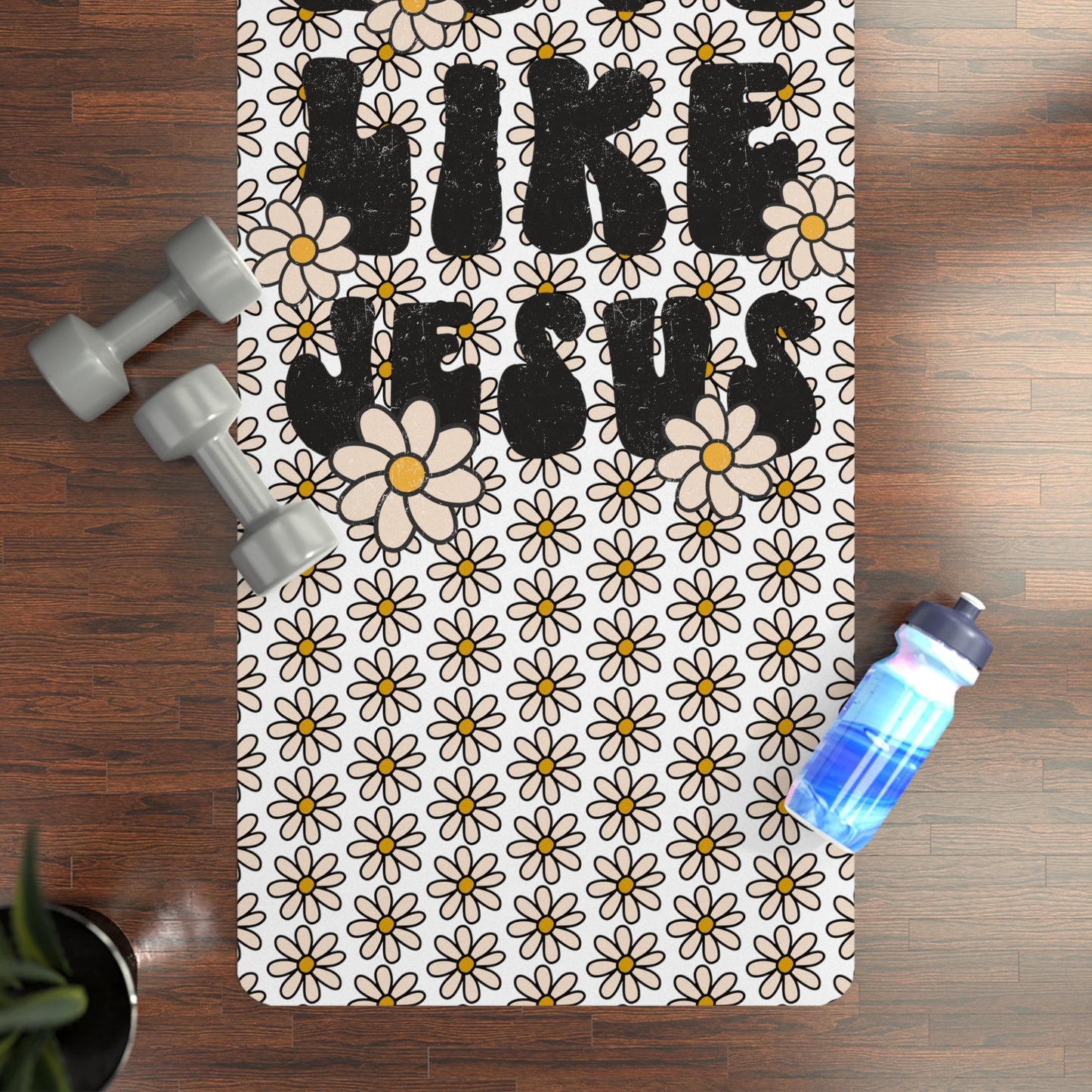 Love Like Jesus Christian and Faith Pattern Rubber Yoga Mat