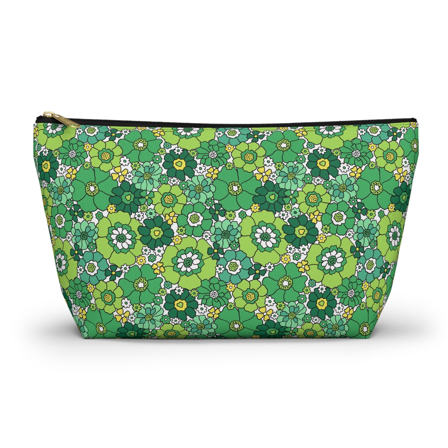 St. Patrick's Day Green Floral Print Design Accessory Pouch w T-bottom