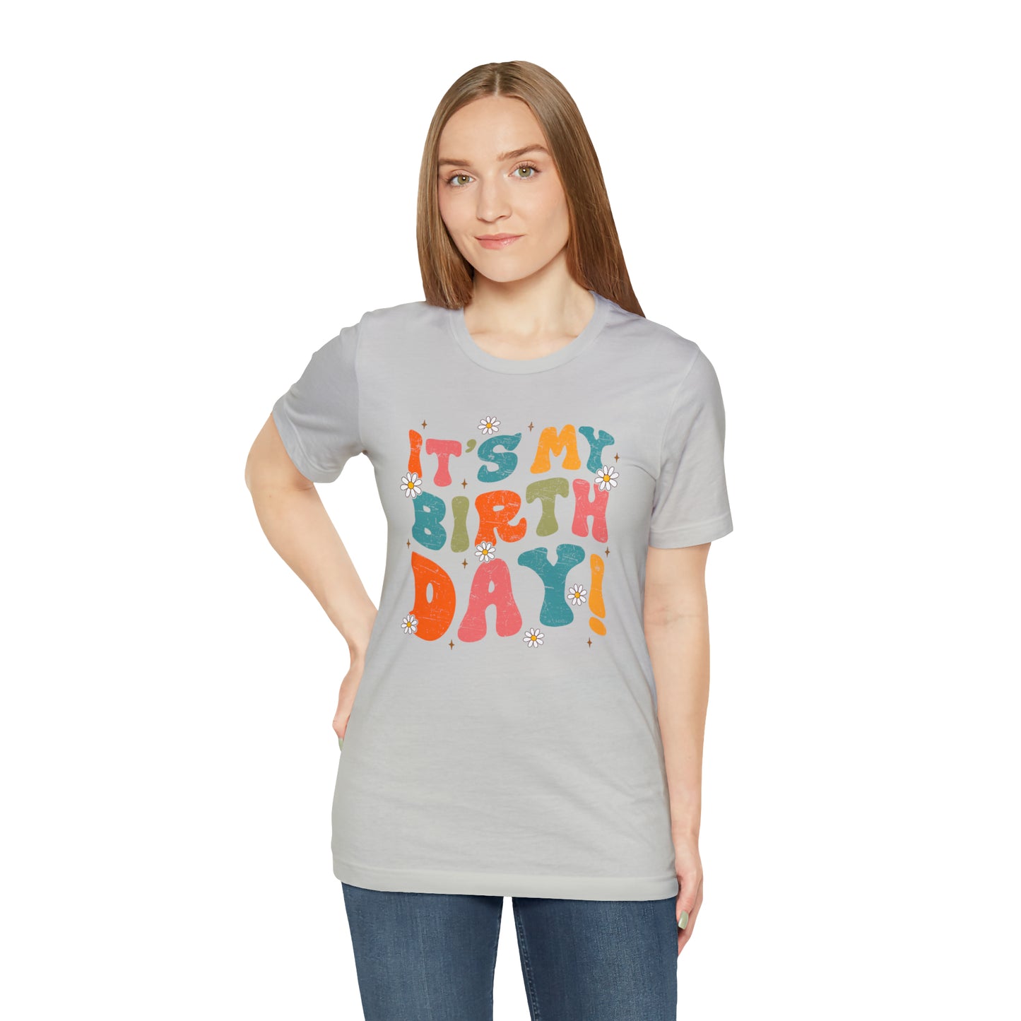 Distressed It's My Birthday Colorful Daisy T-Shirt