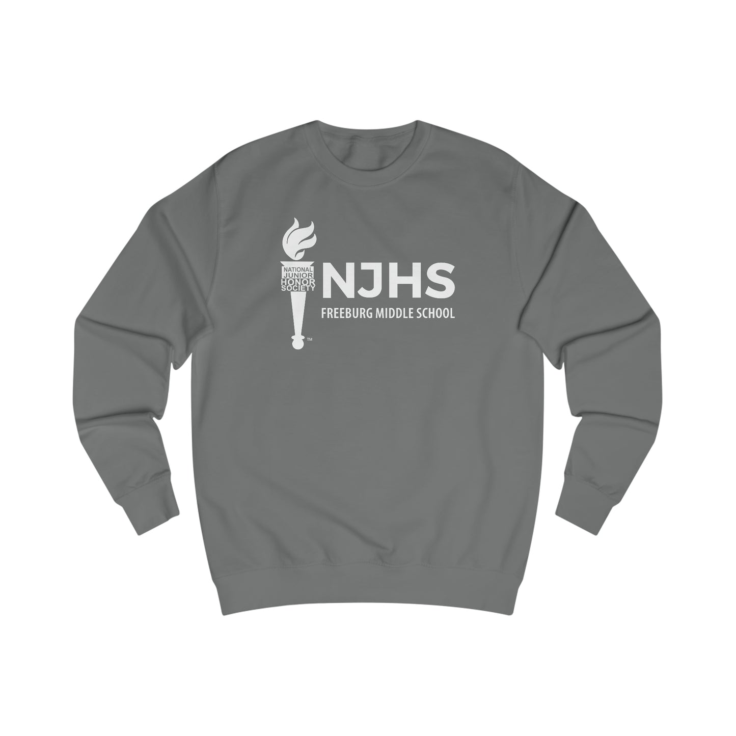 Freeburg Middle School White NJHS National Junior Honor Society Torch Logo Unisex Heavy Blend™ Crewneck Sweatshirt