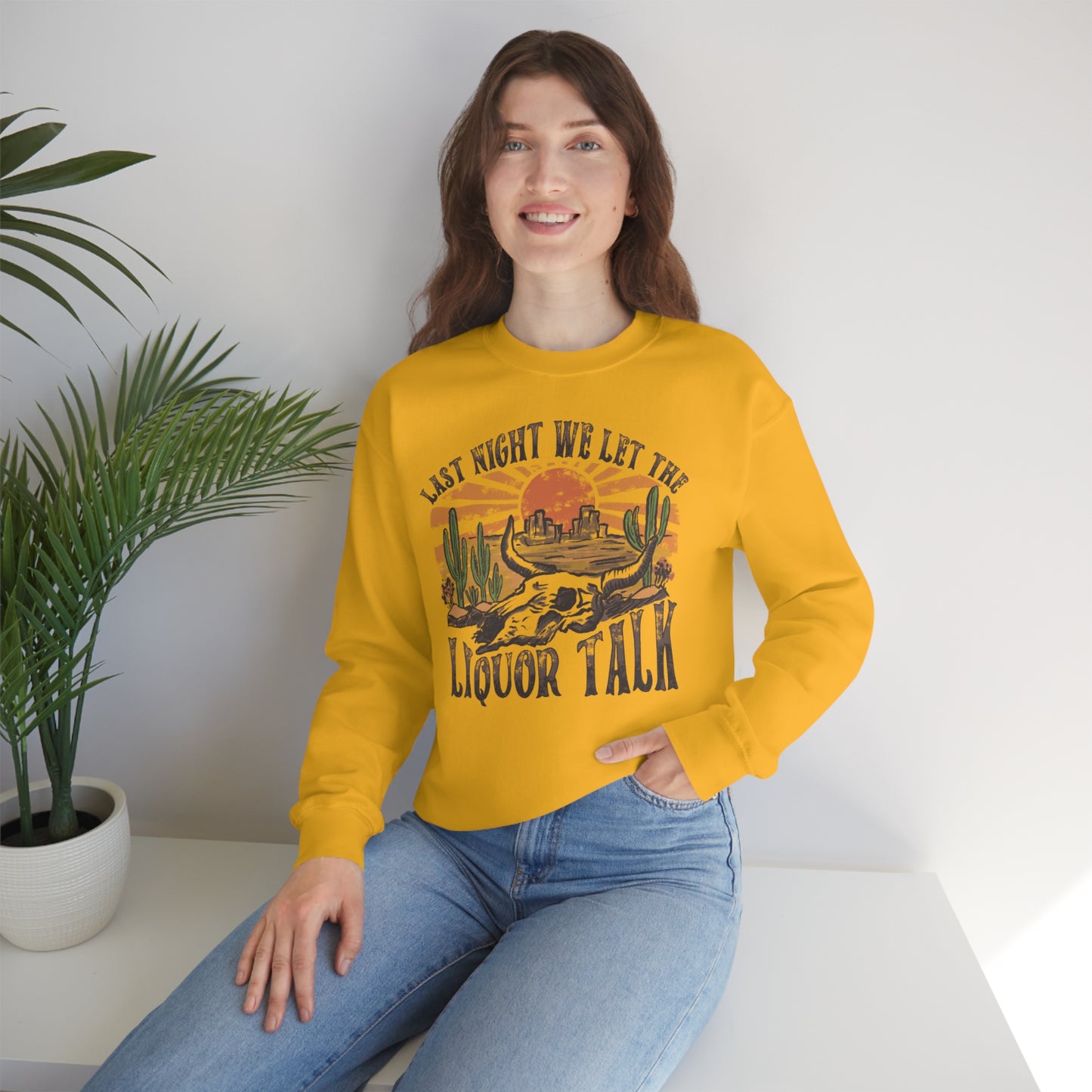 Vintage "Last Night We Let the Liquor Talk" Unisex Heavy Blend™ Crewneck Sweatshirt