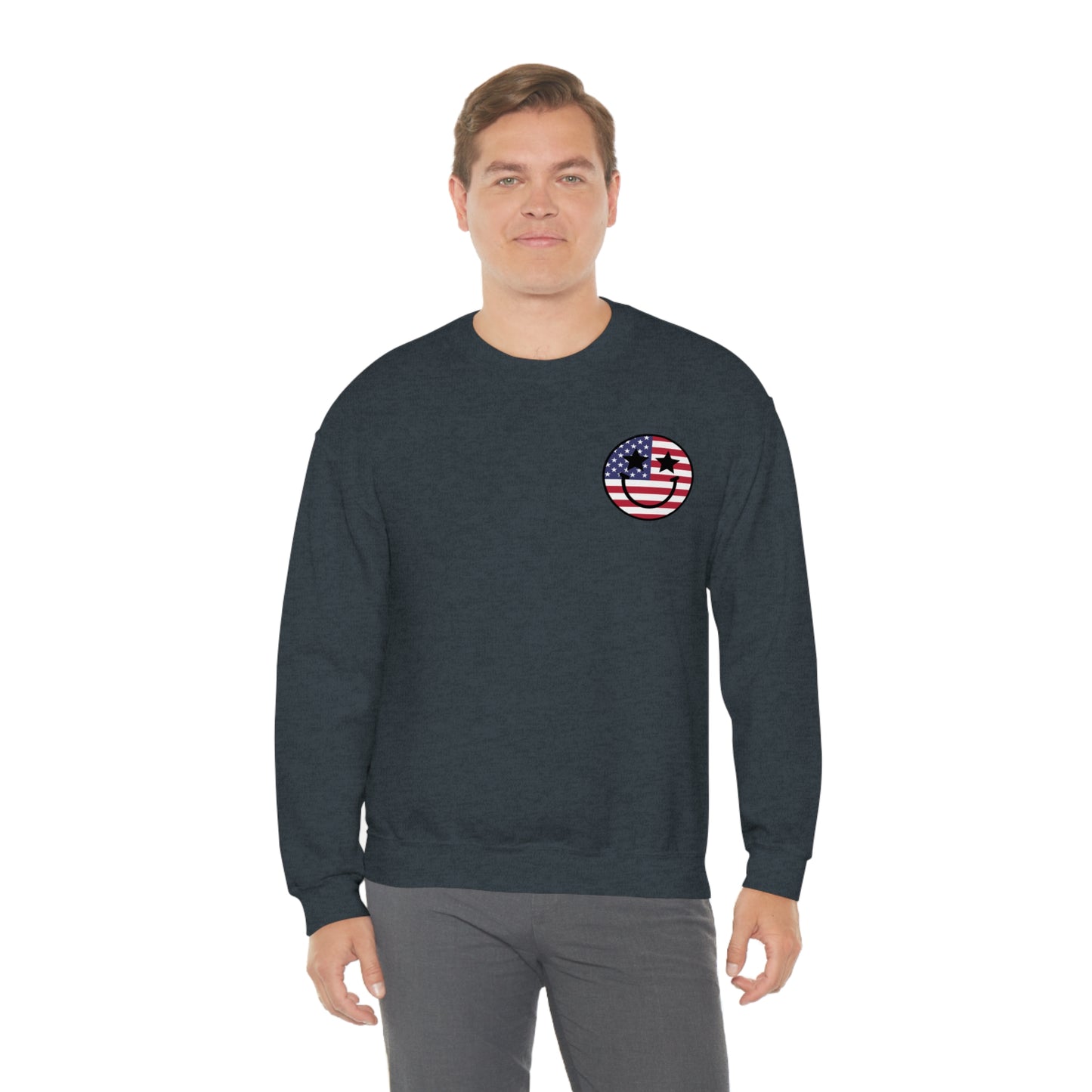"Jesus Christ and Stars and Stripes" (Front & Back Design) - Unisex Heavy Blend™ Crewneck Sweatshirt
