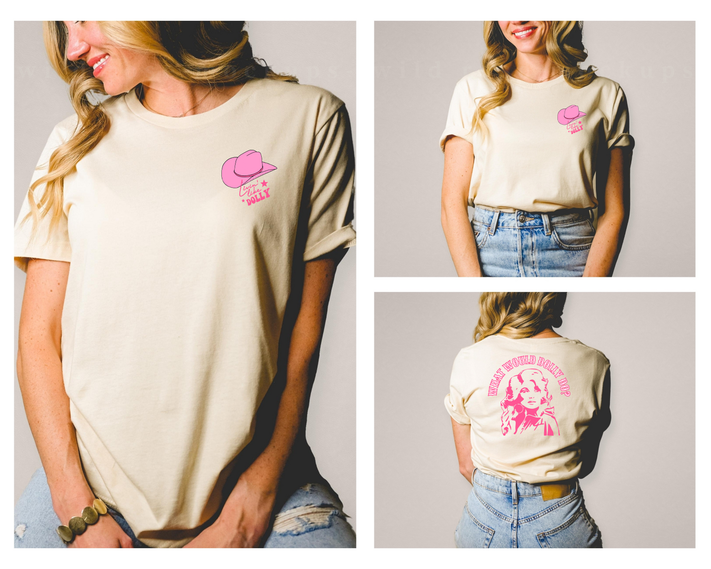 Living Like Dolly/ What Would Dolly Do? (Front and Back Design) Unisex Jersey Short Sleeve Tee