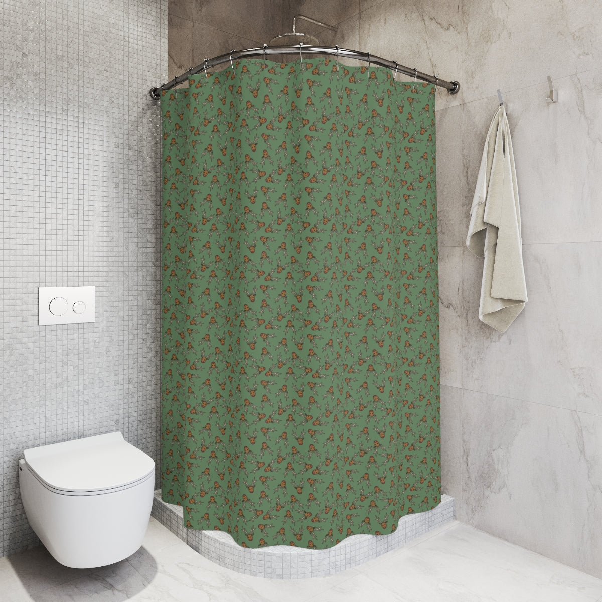 Rustic Reindeer Polyester Shower Curtain