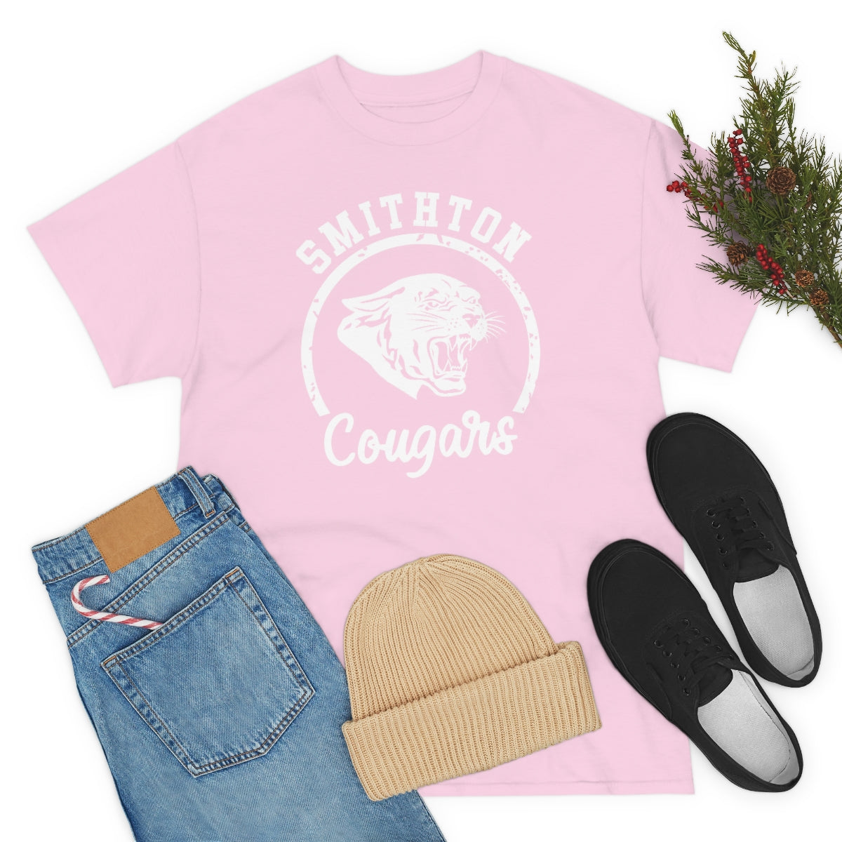 Smithton Cougars - White Imprint Unisex Heavy Cotton Tee