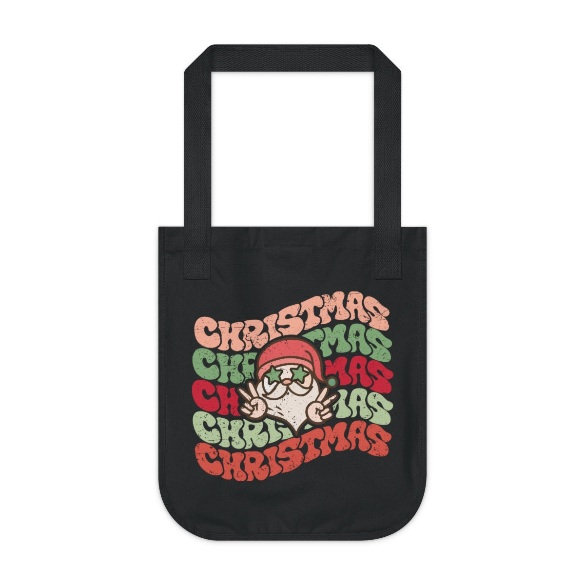Christmas Christmas Christmas Peace Sign Santa Canvas Tote Bag