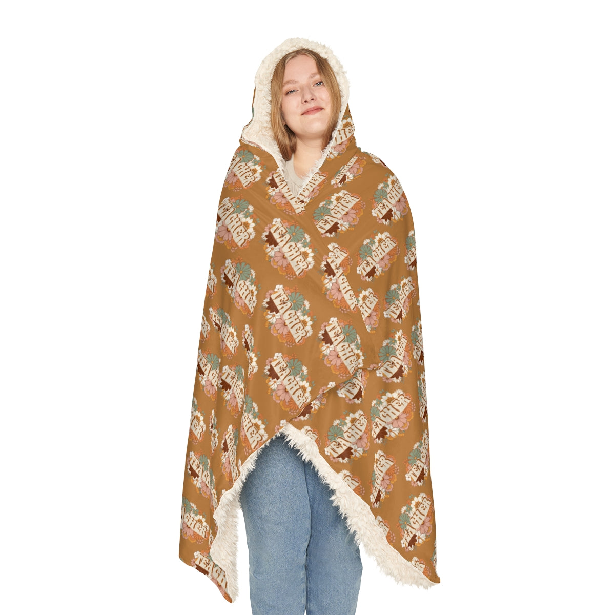 Light Brown Boho Floral "Teacher" Snuggle Blanket