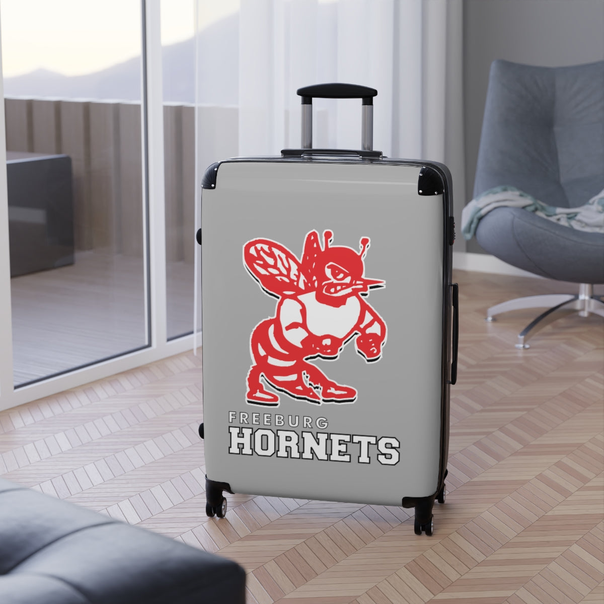 Freeburg Hornet Suitcases - Gray Front/ Black Back