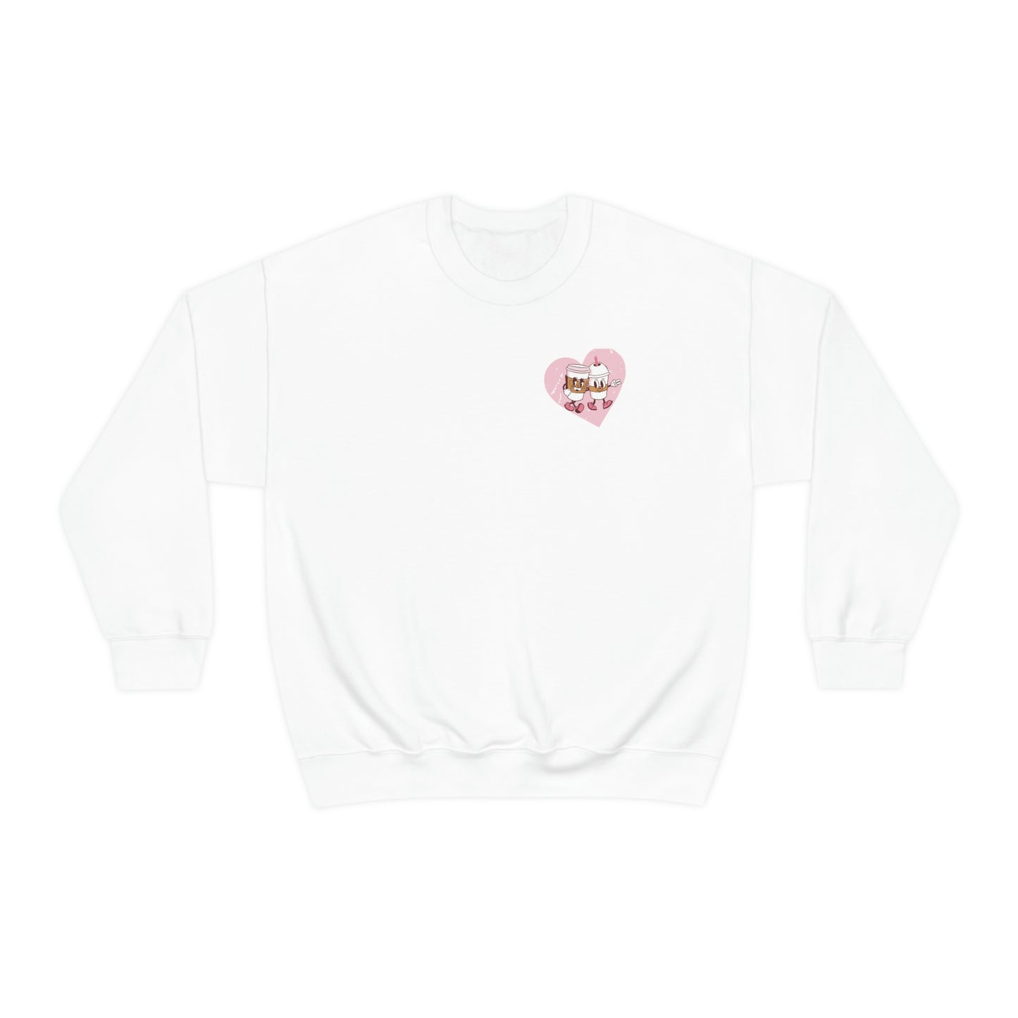 Front and Back Image "I love you a Latte!" Unisex Heavy Blend™ Crewneck Sweatshirt