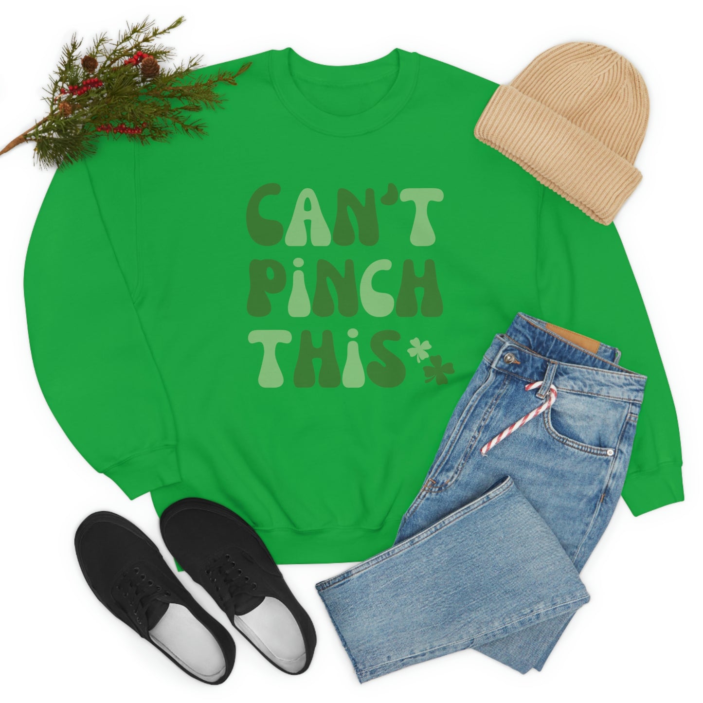 St. Patrick's Day "Can't Pinch This" Design Unisex Heavy Blend Crewneck Sweatshirt
