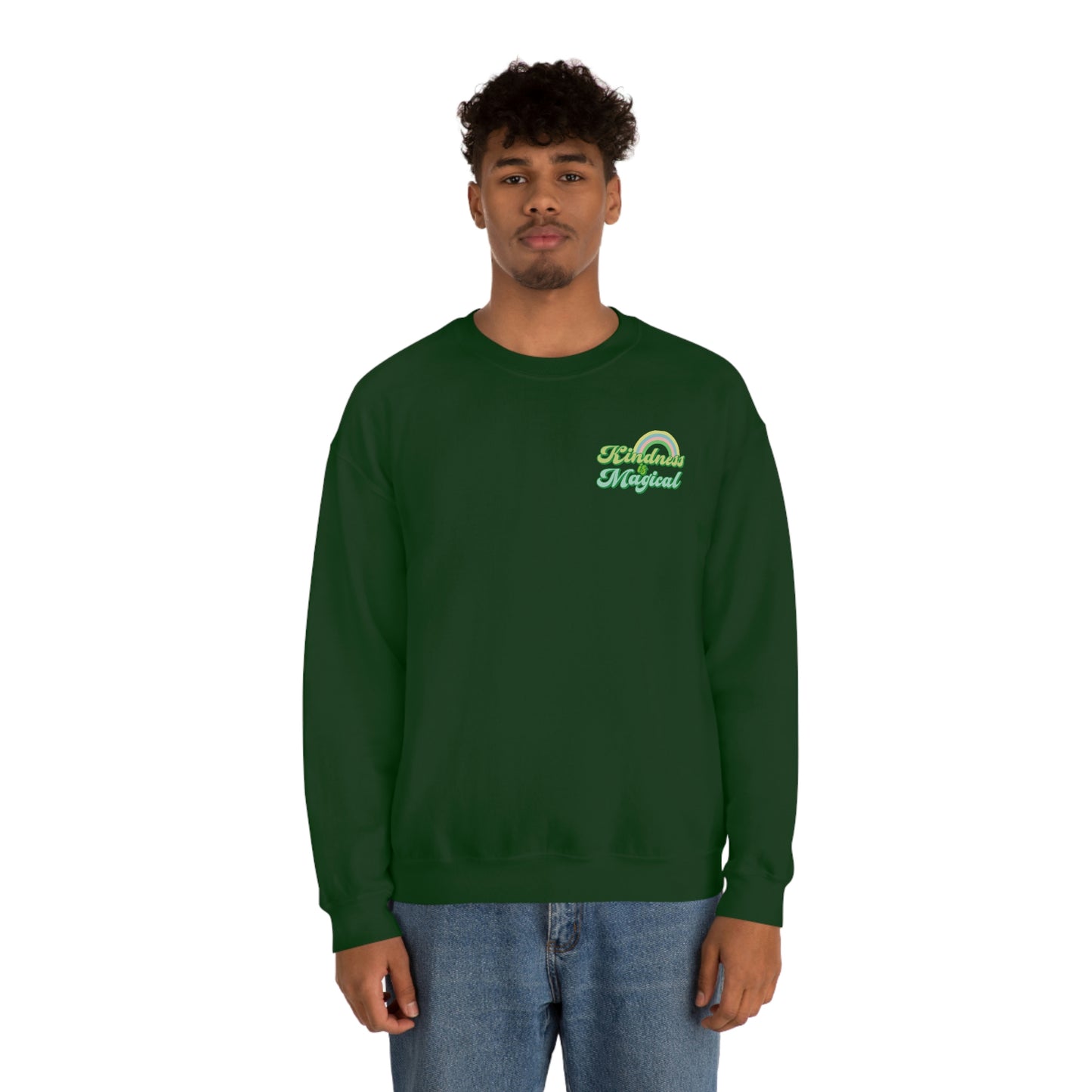 St. Patrick's Day "Kindness is Magical" Front and Back Design Unisex Heavy Blend Crewneck Sweatshirt