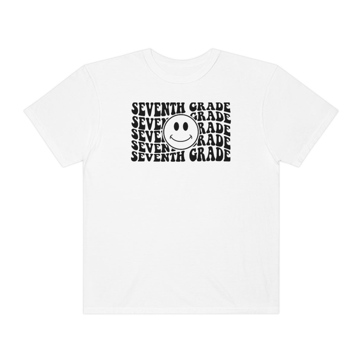 7th Grade Smiley Face Black Print Unisex Garment-Dyed PREMIUM T-shirt