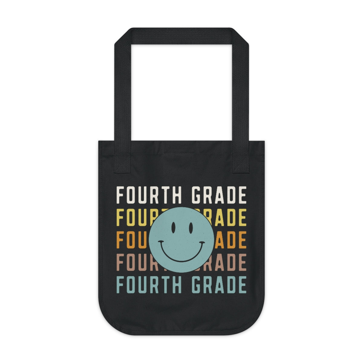 Fourth Grade Smiley Face Organic Canvas Tote Bag