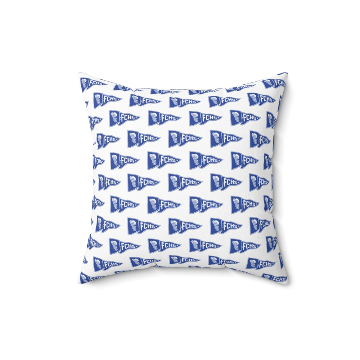 White Freeburg Midgets Pennant Pattern Spun Polyester Square Pillow