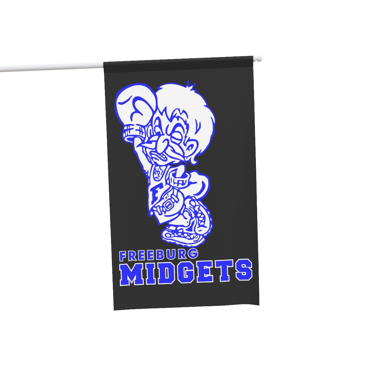 Black with Blue Print Freeburg Midget House Banner