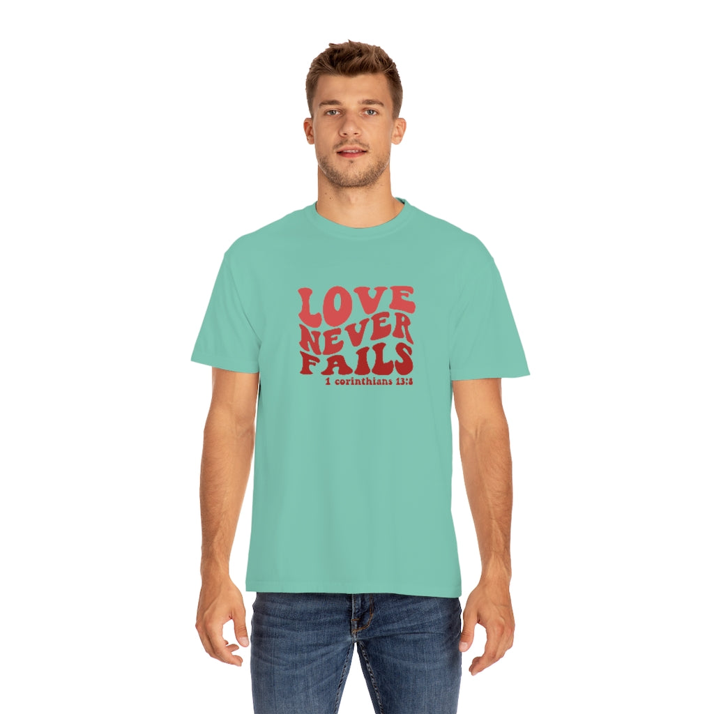 Love Never Fails Unisex Garment-Dyed PREMIUM T-shirt