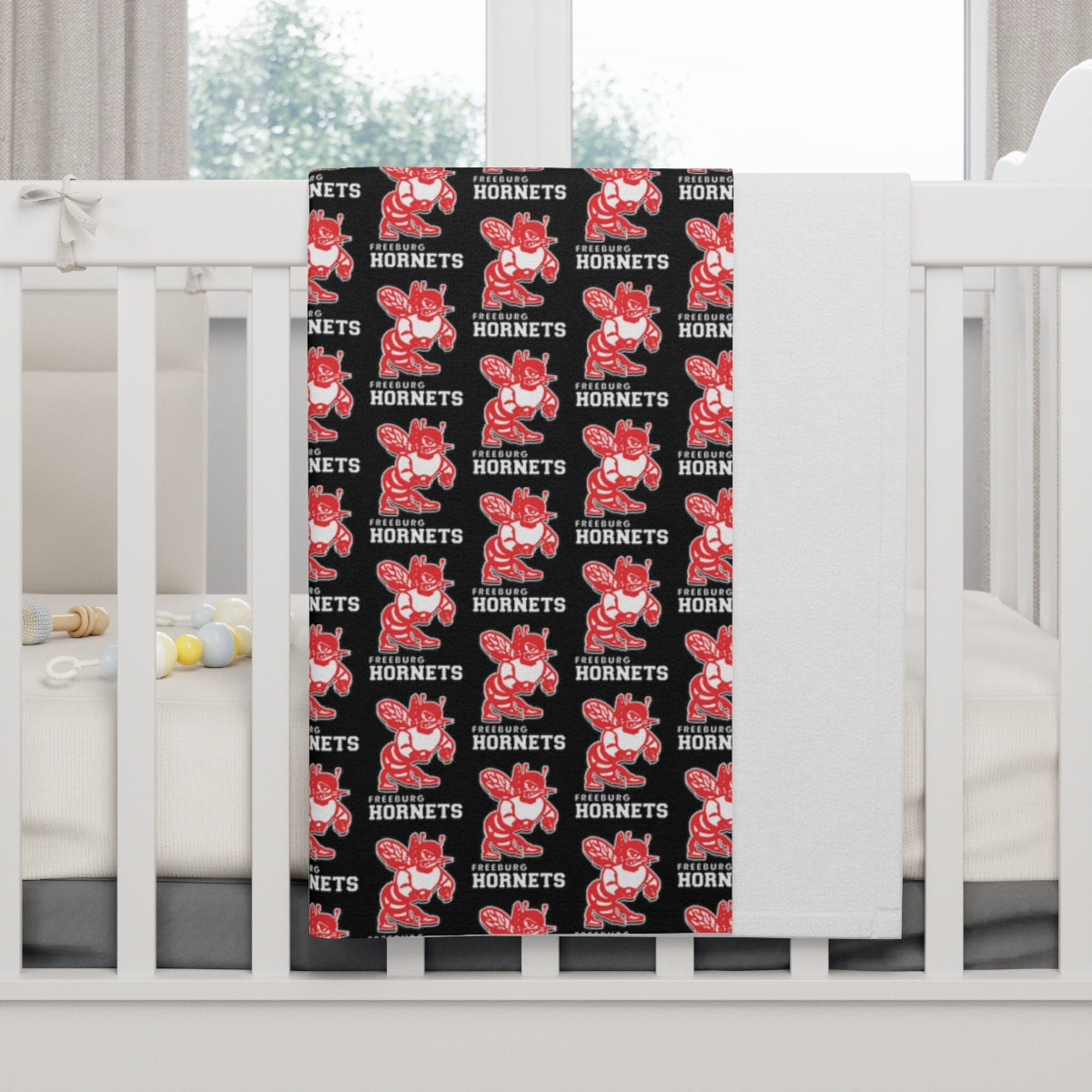 Black Freeburg Hornets Soft Fleece Baby Blanket