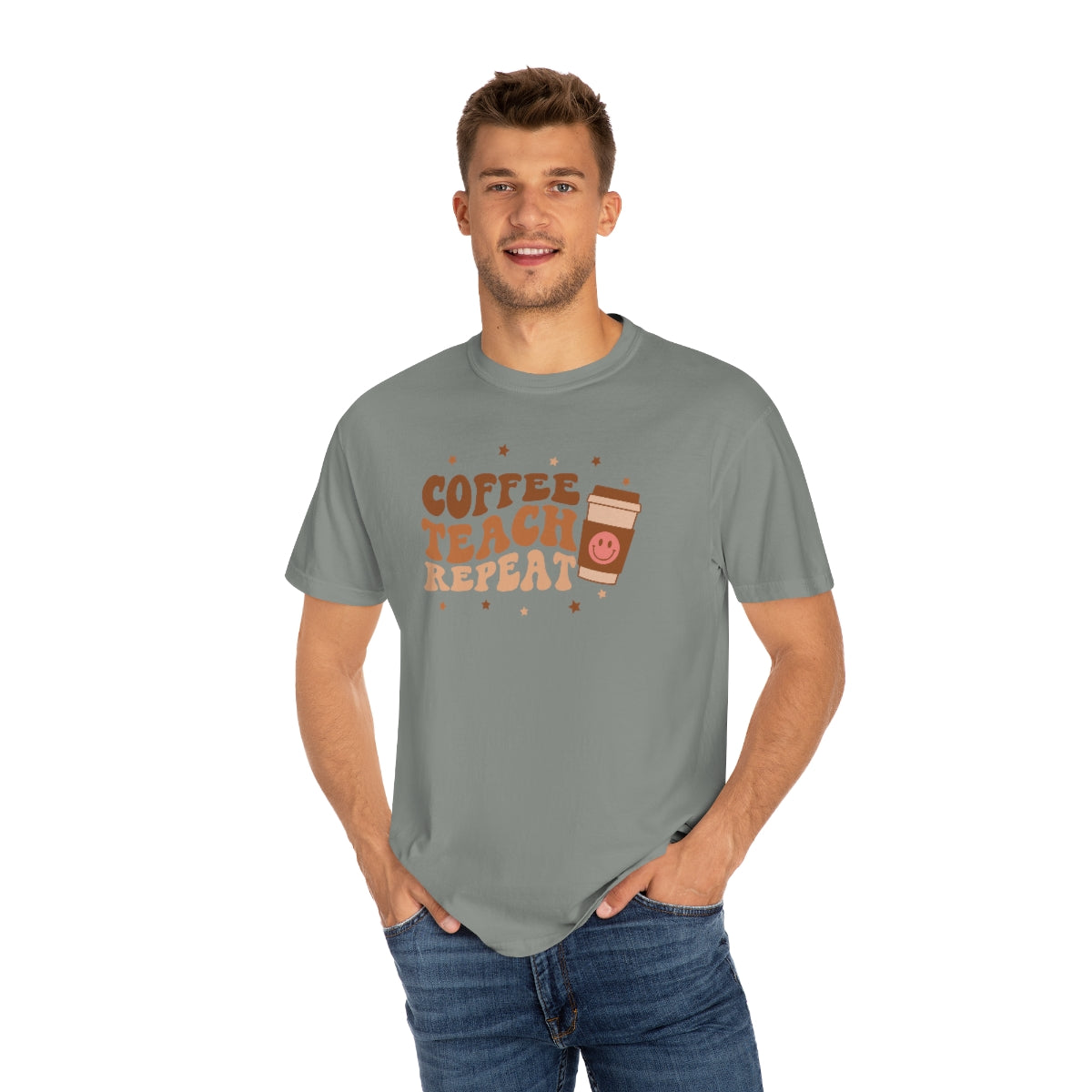 Coffee Teach Repeat Unisex Garment-Dyed Comfort Colors PREMIUM T-shirt