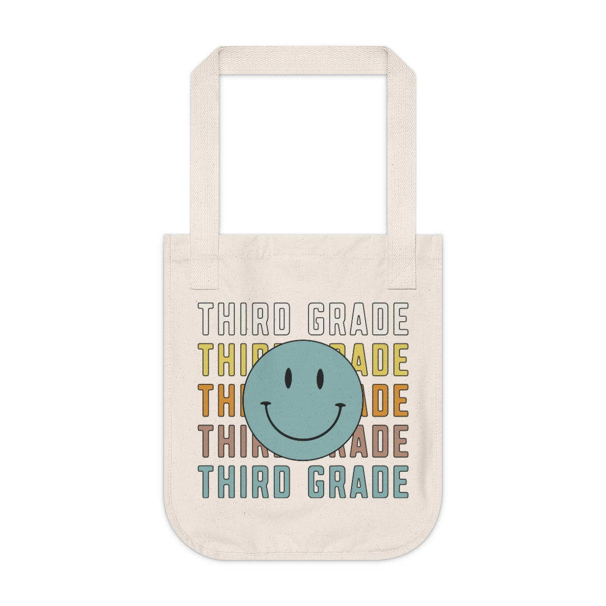 Third Grade Smiley Face Organic Canvas Tote Bag