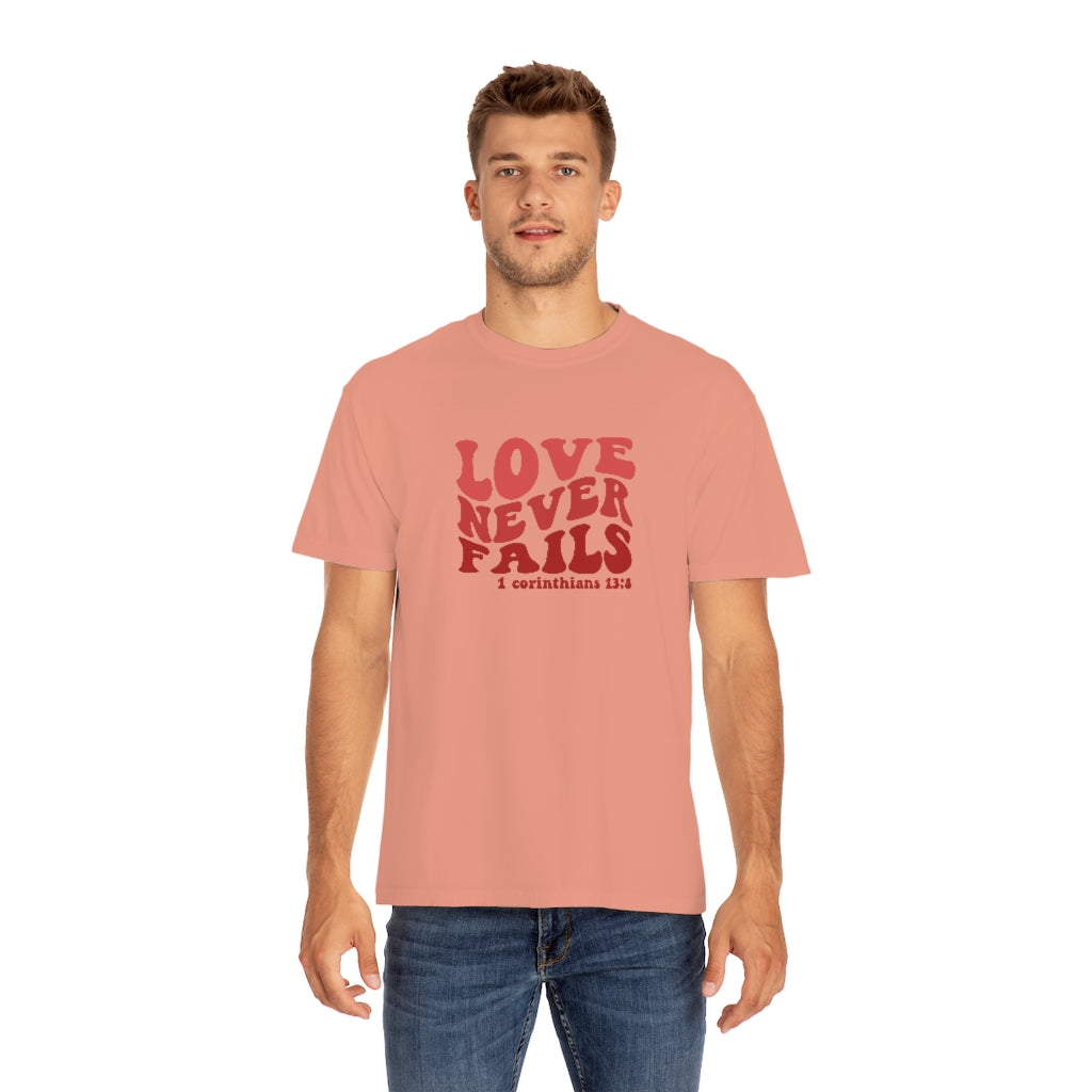 Love Never Fails Unisex Garment-Dyed PREMIUM T-shirt