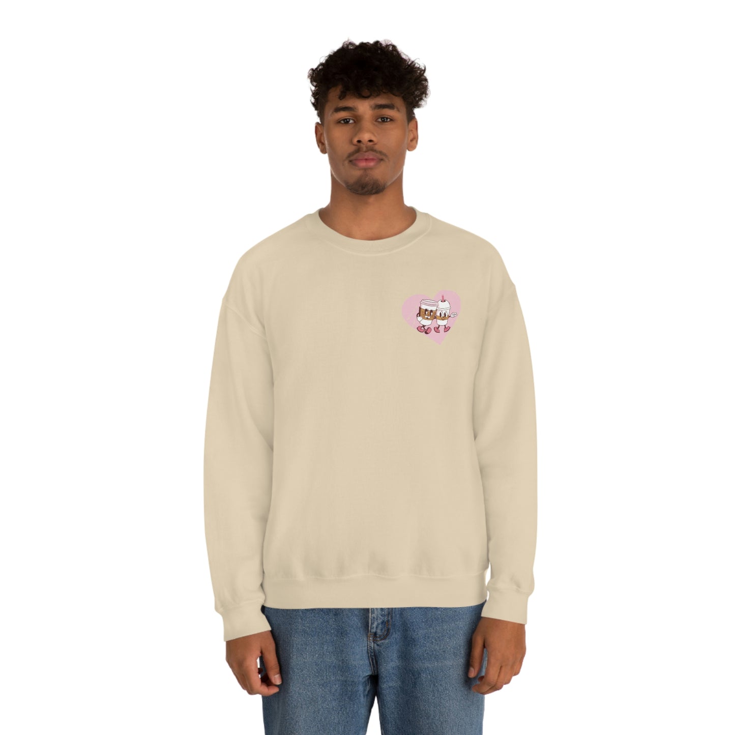 Front and Back Image "I love you a Latte!" Unisex Heavy Blend™ Crewneck Sweatshirt