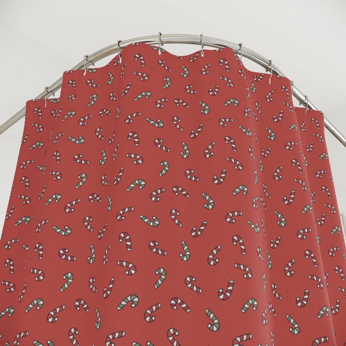 Rustic Candy Cane Pattern Polyester Shower Curtain