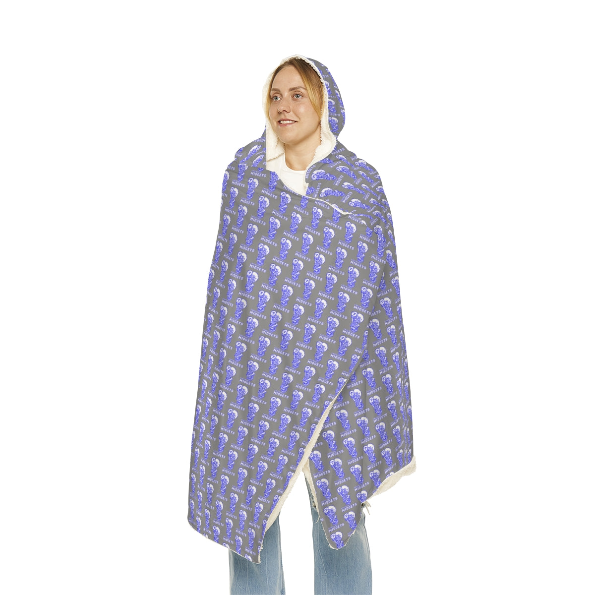 Gray Freeburg Midget with words Snuggle Blanket
