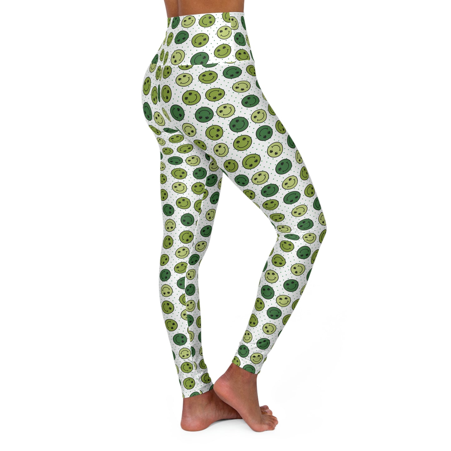 St. Patrick's Day Smiley Face Pattern High Waisted Yoga Leggings