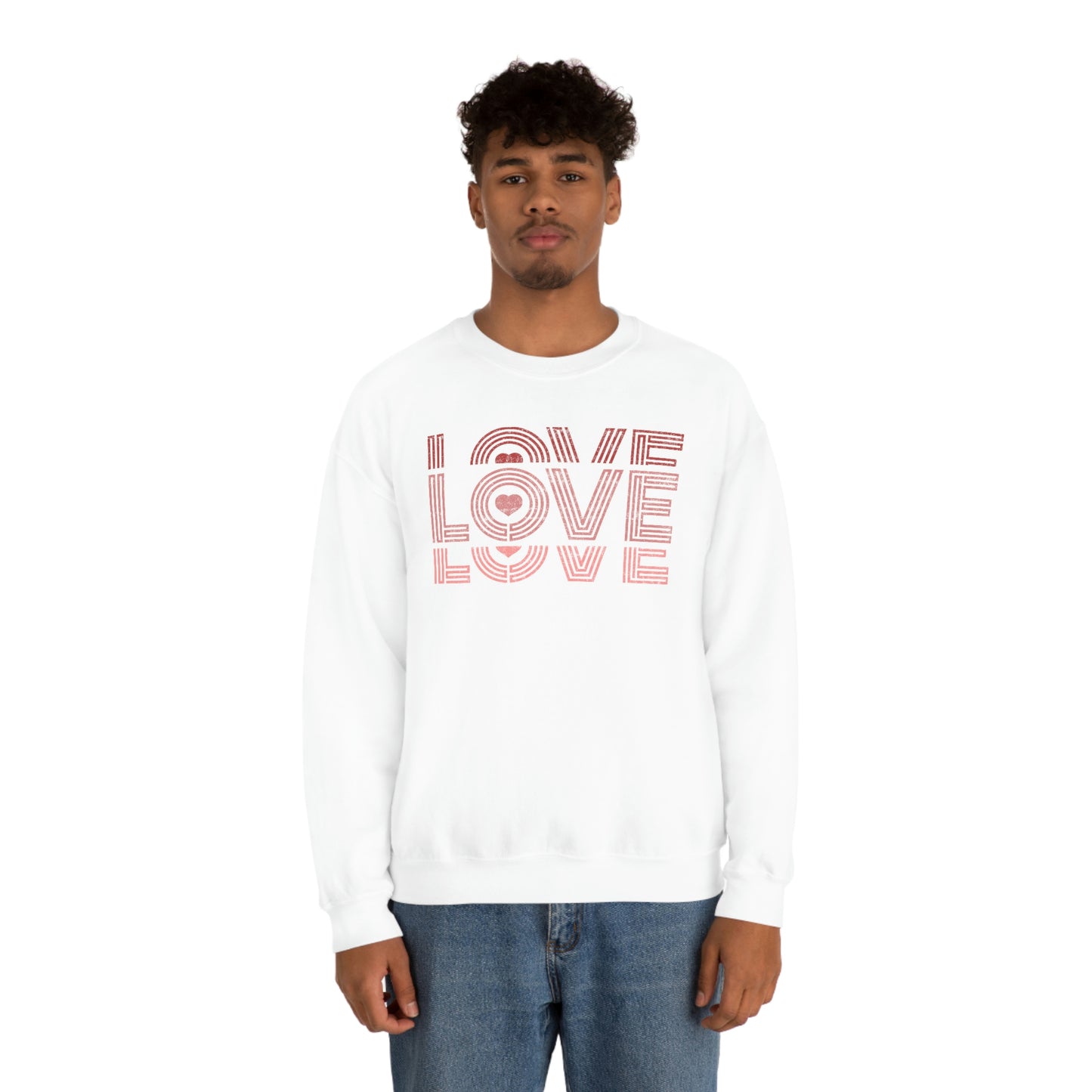 "Love Love Love" Red Graduated Print Unisex Heavy Blend™ Crewneck Sweatshirt