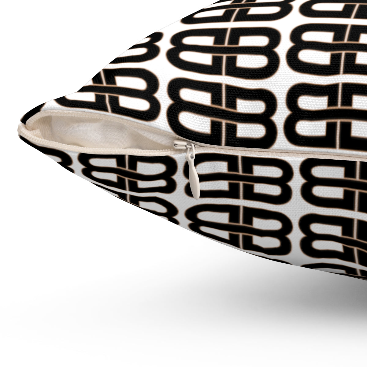 White Bhava Brand Pattern Square Pillow