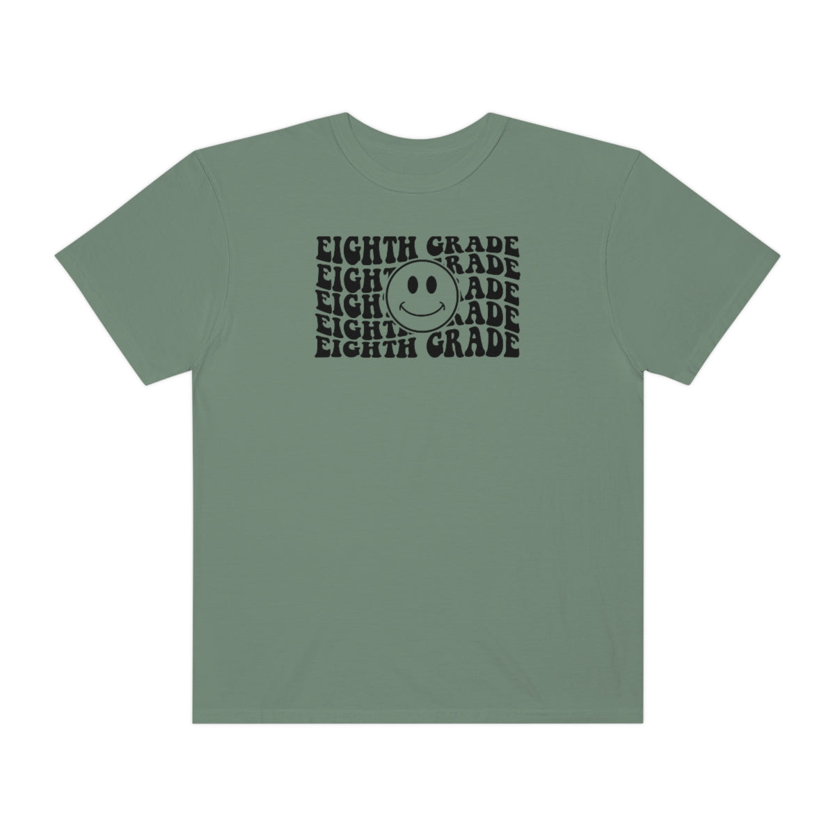 8th Grade Smiley Face Black Print Unisex Garment-Dyed PREMIUM T-shirt