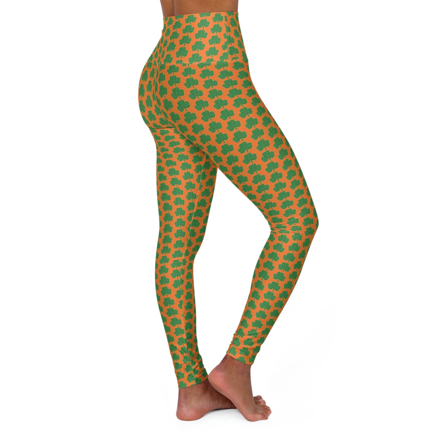 St. Patrick's Day Shamrock Pattern High Waisted Yoga Leggings