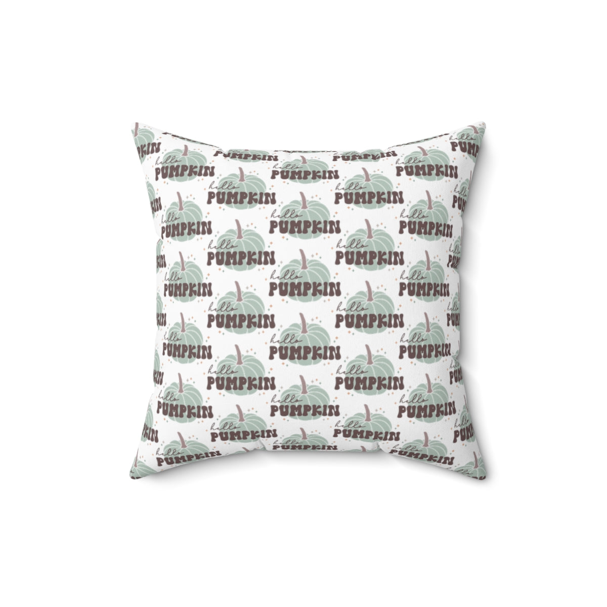 White Hello Pumpkin Spun Polyester Square Pillow