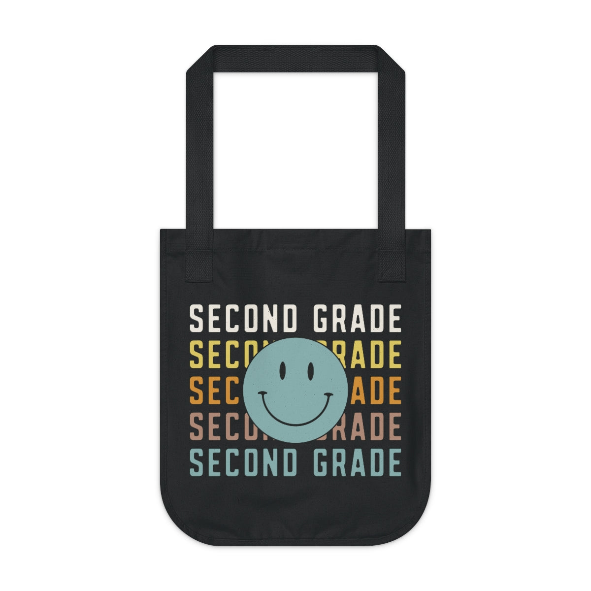 Second Grade Smiley Face Organic Canvas Tote Bag