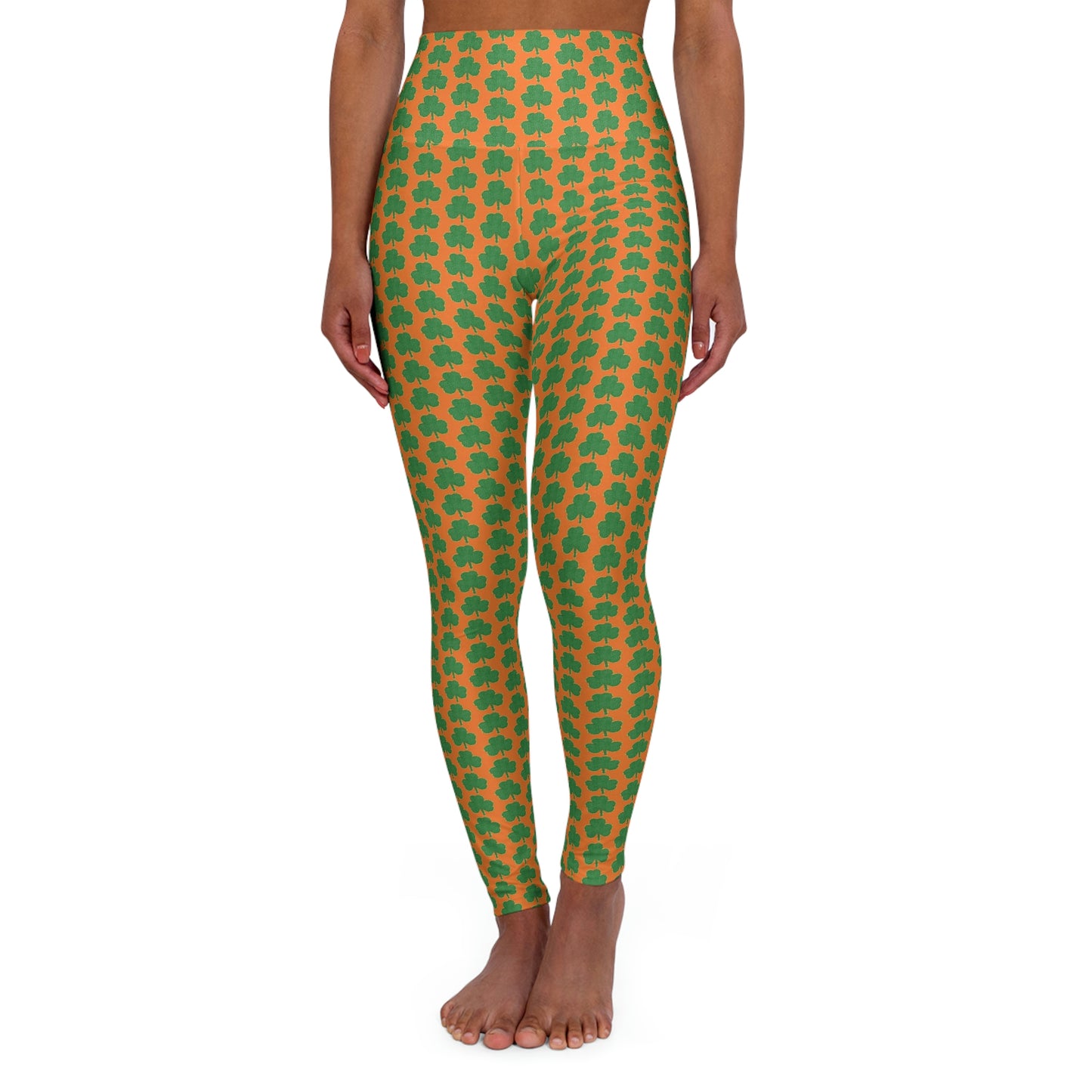 St. Patrick's Day Shamrock Pattern High Waisted Yoga Leggings