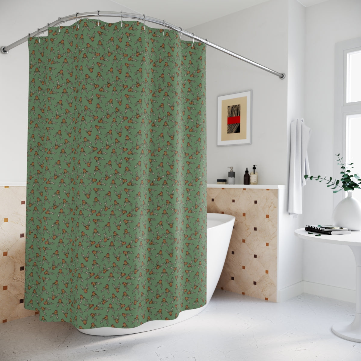 Rustic Reindeer Polyester Shower Curtain